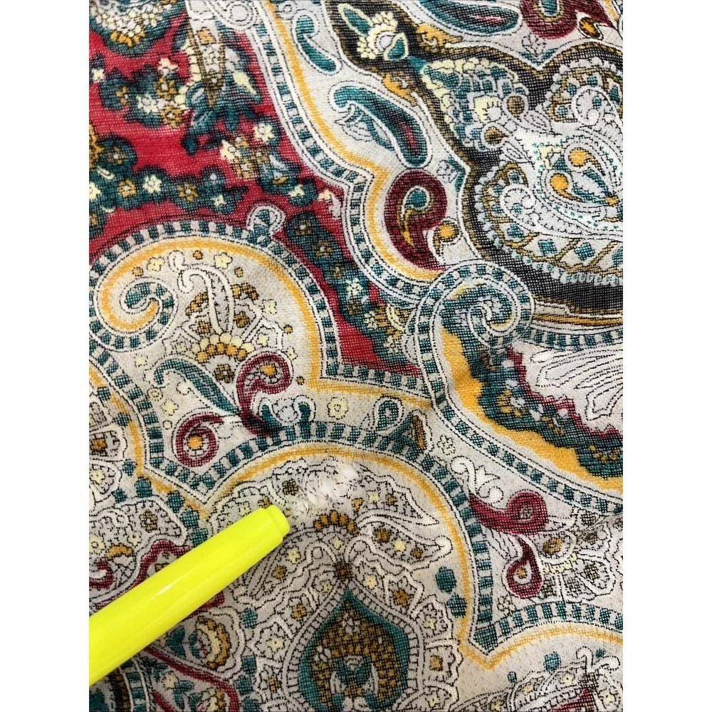 Vintage 100% Wool Paisley Scarf Red Multi Color Square Made in Japan Fringed